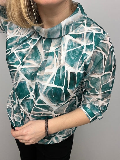 SABRINA high neck top with gently elasticated hem