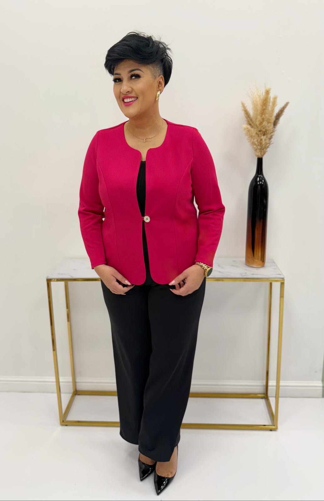 Fuchsia One-button fabric jacket