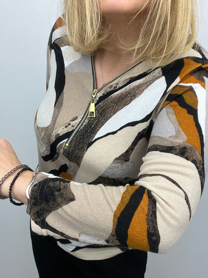 ROSALEEN fine knit zip top