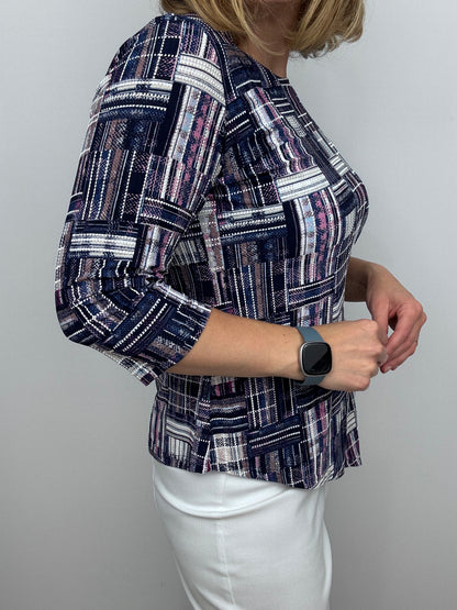 VIOLA round neck top with dipped hem