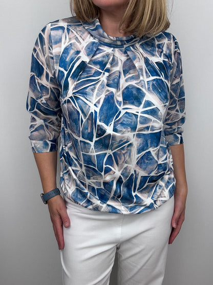 FREYA high neck top with gently elasticated hem