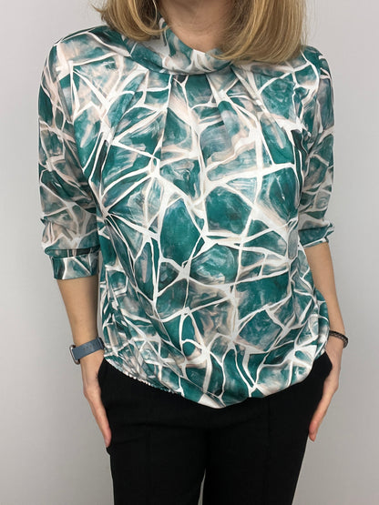 SABRINA high neck top with gently elasticated hem