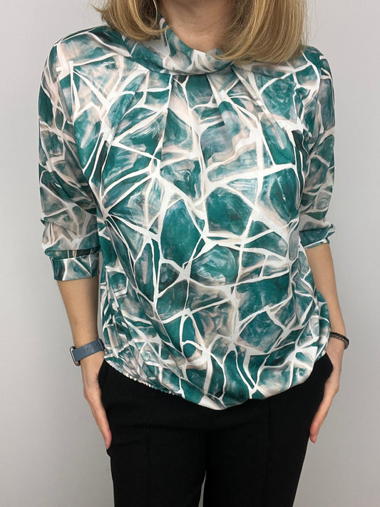 SABRINA high neck top with gently elasticated hem