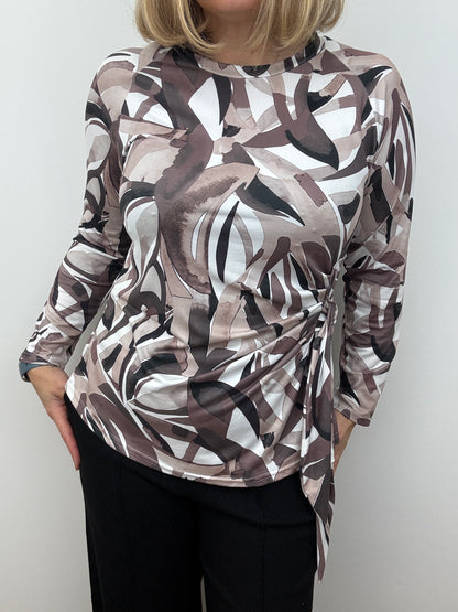 MARGARET peachy feel long sleeve wrap-style top