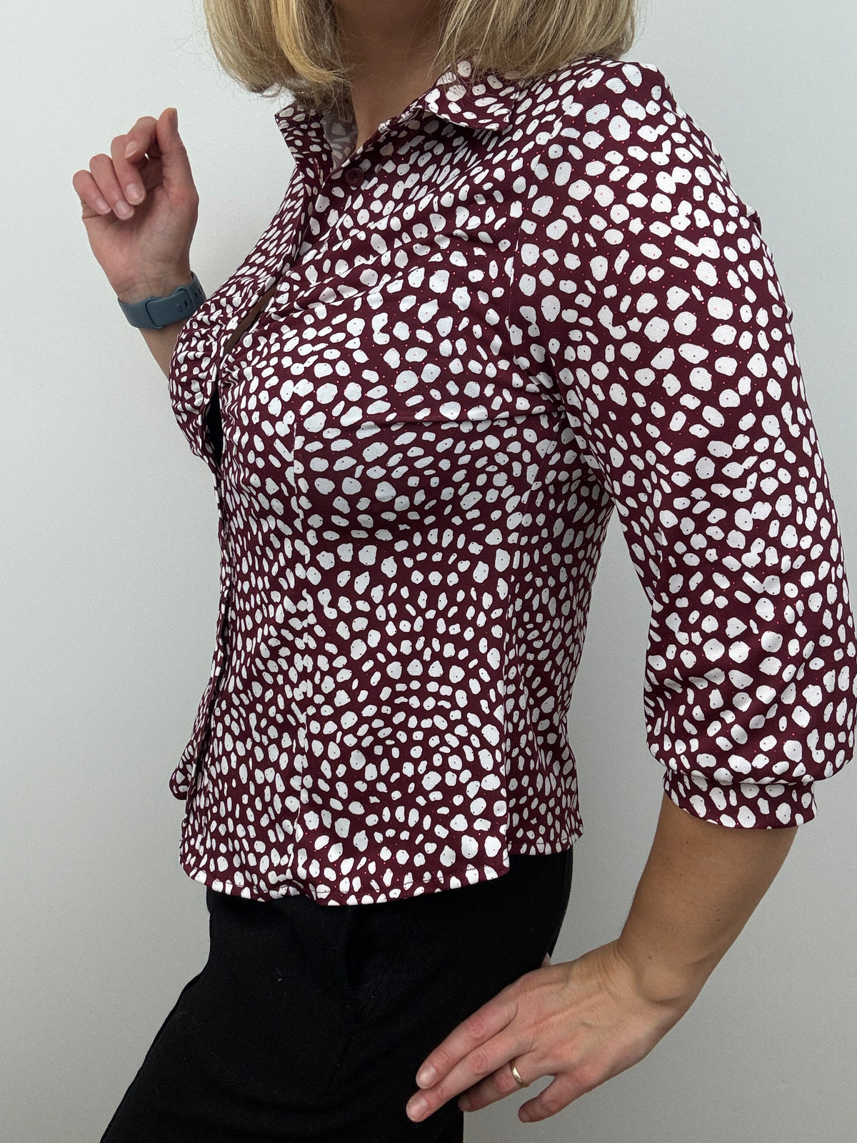 KYLIE burgundy button down blouse
