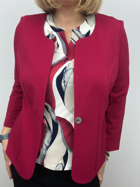 Deep Rose One-button fabric jacket