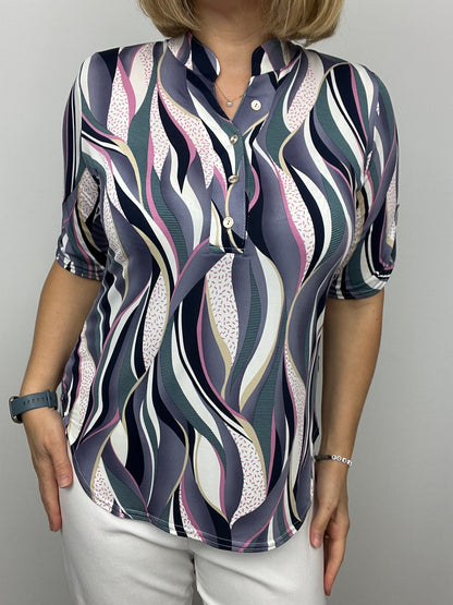 ZOE stand-up collar blouse