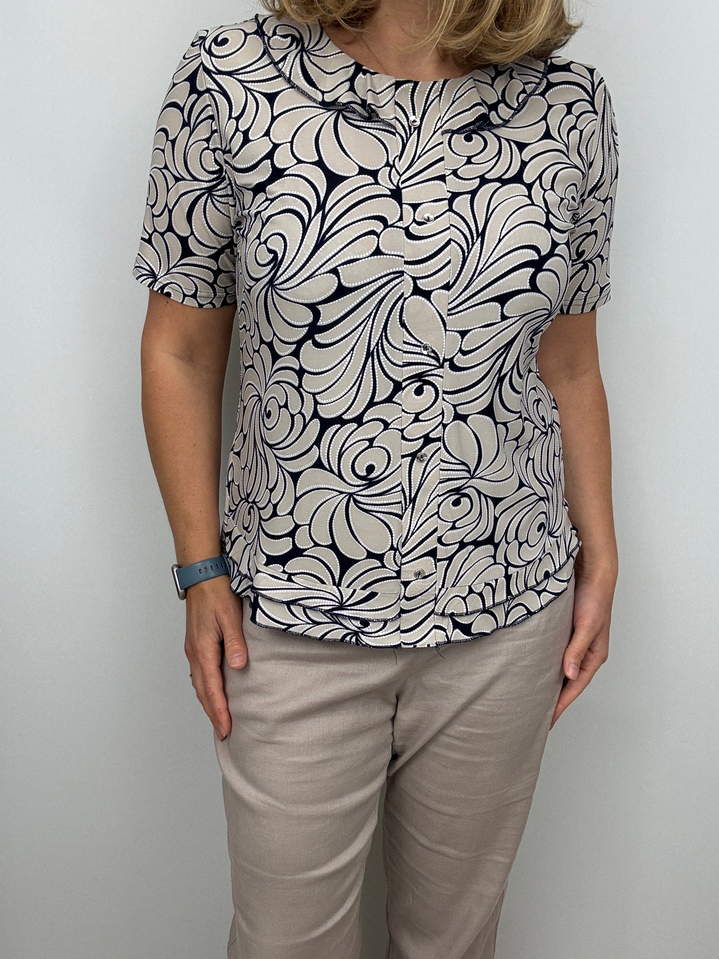 ALANA top with single frill neckline