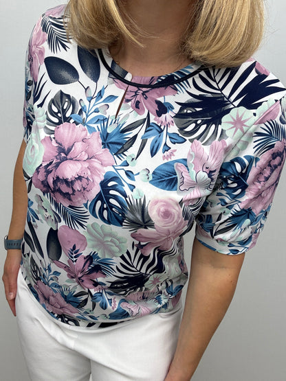 NANCY short sleeve top with wide band