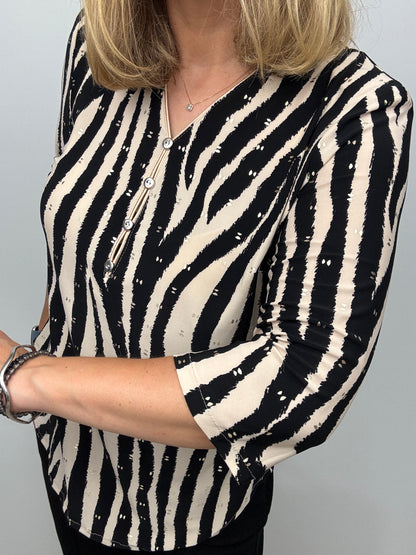 STACEY button-detail V-neck top