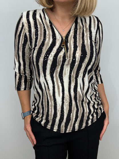 SYDNEY 3/4 sleeve zip top