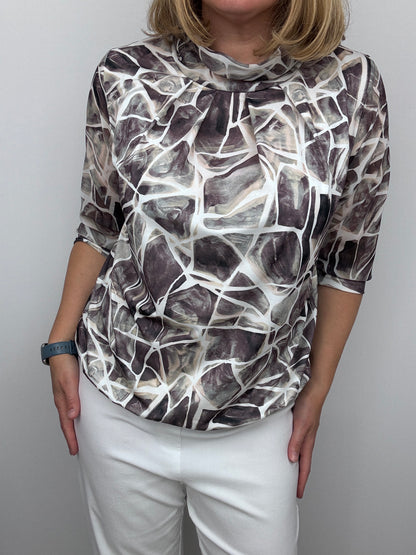 GERALDINE high neck top with gently elasticated hem
