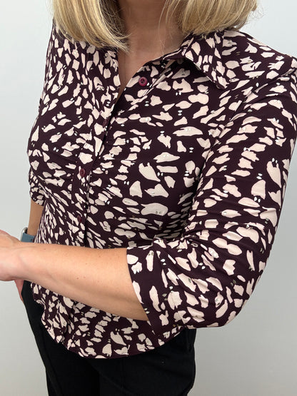 CHELSEA burgundy button down blouse