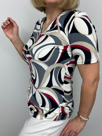 DOMINIQUE short sleeve zip top