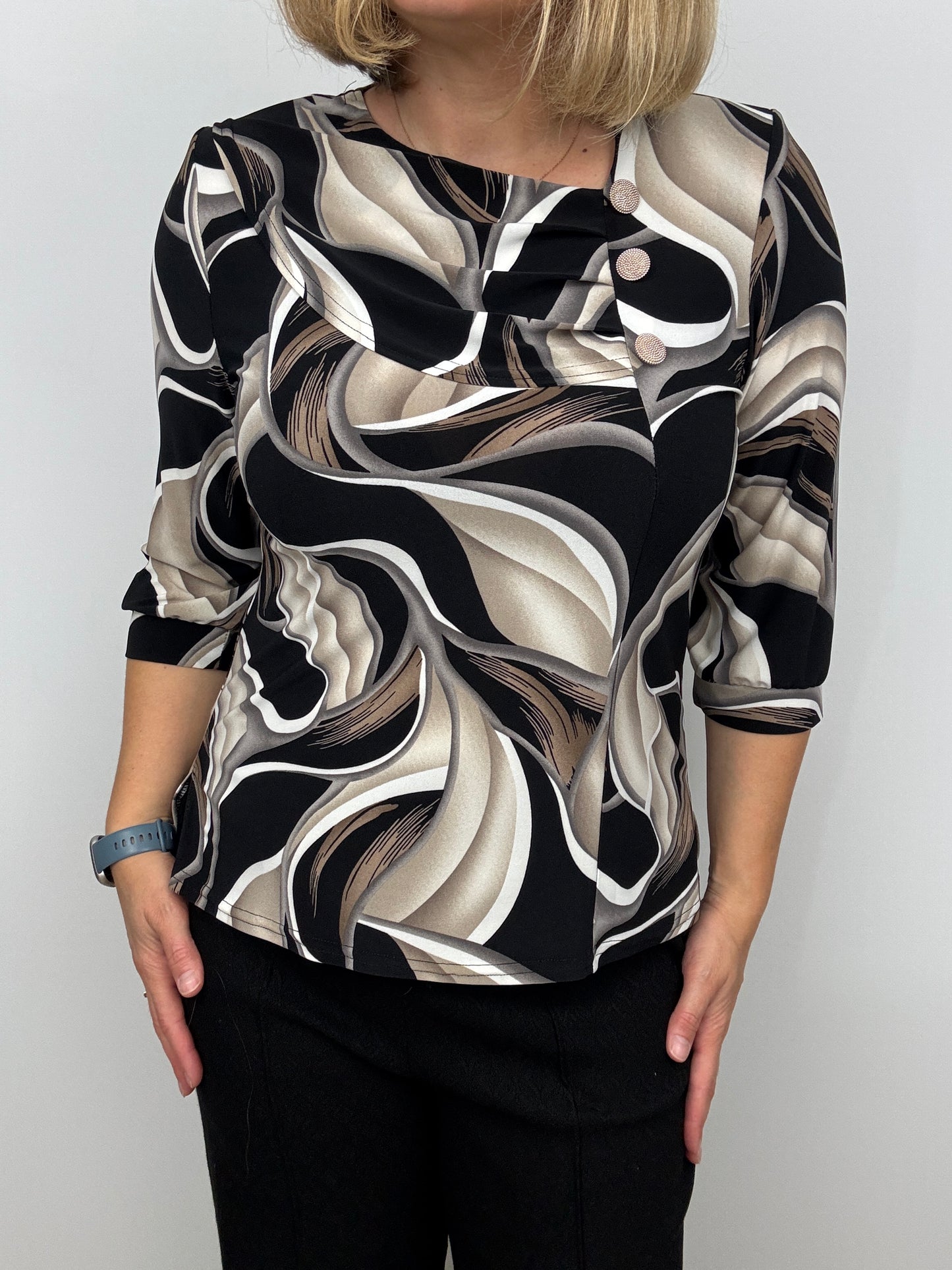 KATHY top with pleated neckline