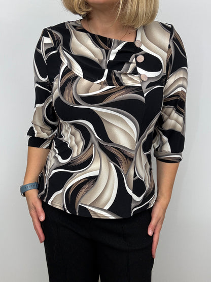KATHY top with pleated neckline