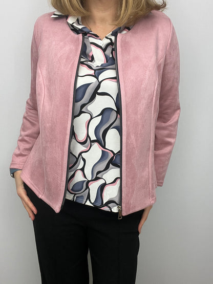Powder pink suedette jacket