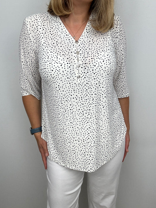 PAULA button-detail V-neck top