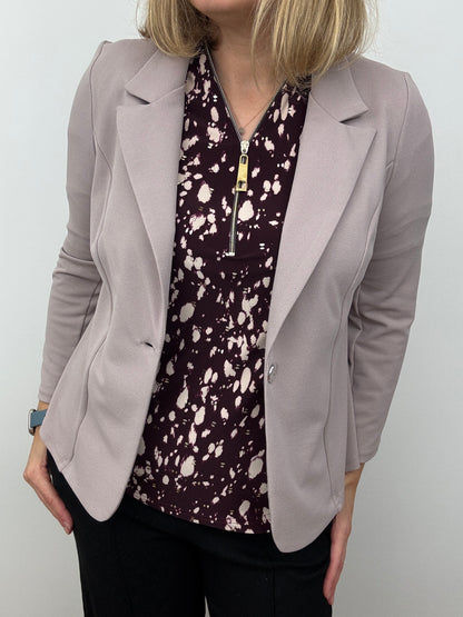 Mink pink fabric jacket with lapel collar