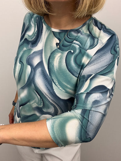 SANDRA round neck top with ruched sides