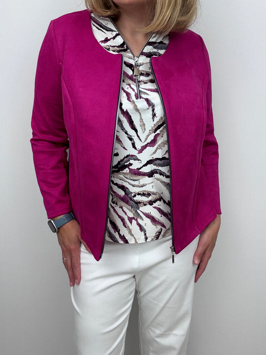 Fuchsia suedette jacket