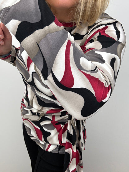 SUZANNE peachy feel long sleeve wrap-style top
