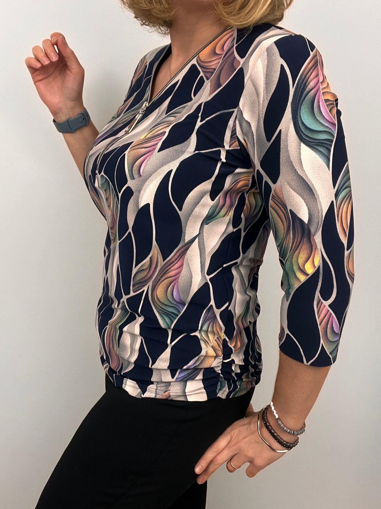 ATHENA 3/4 sleeve zip top