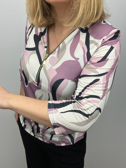 SUE 3/4 sleeve zip top