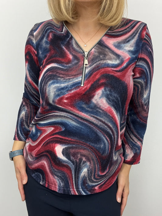 ARIA fine knit zip top