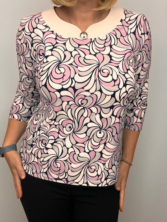 ELLA top with cream neckline