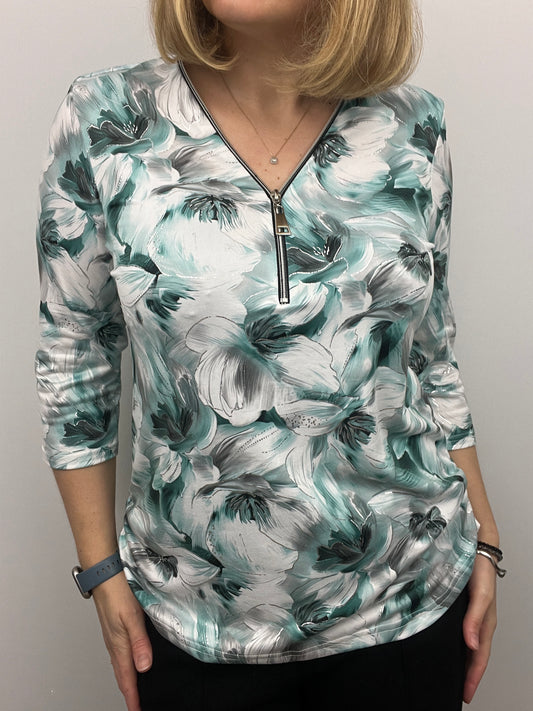 JULIA 3/4 sleeve zip top