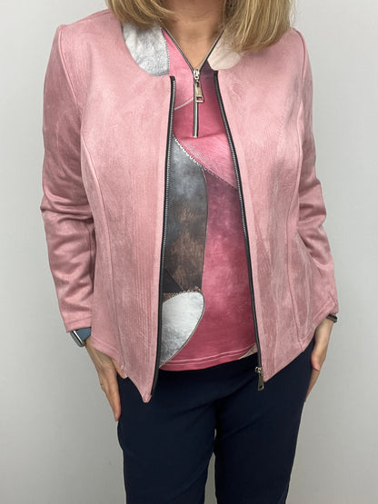 Powder pink suedette jacket