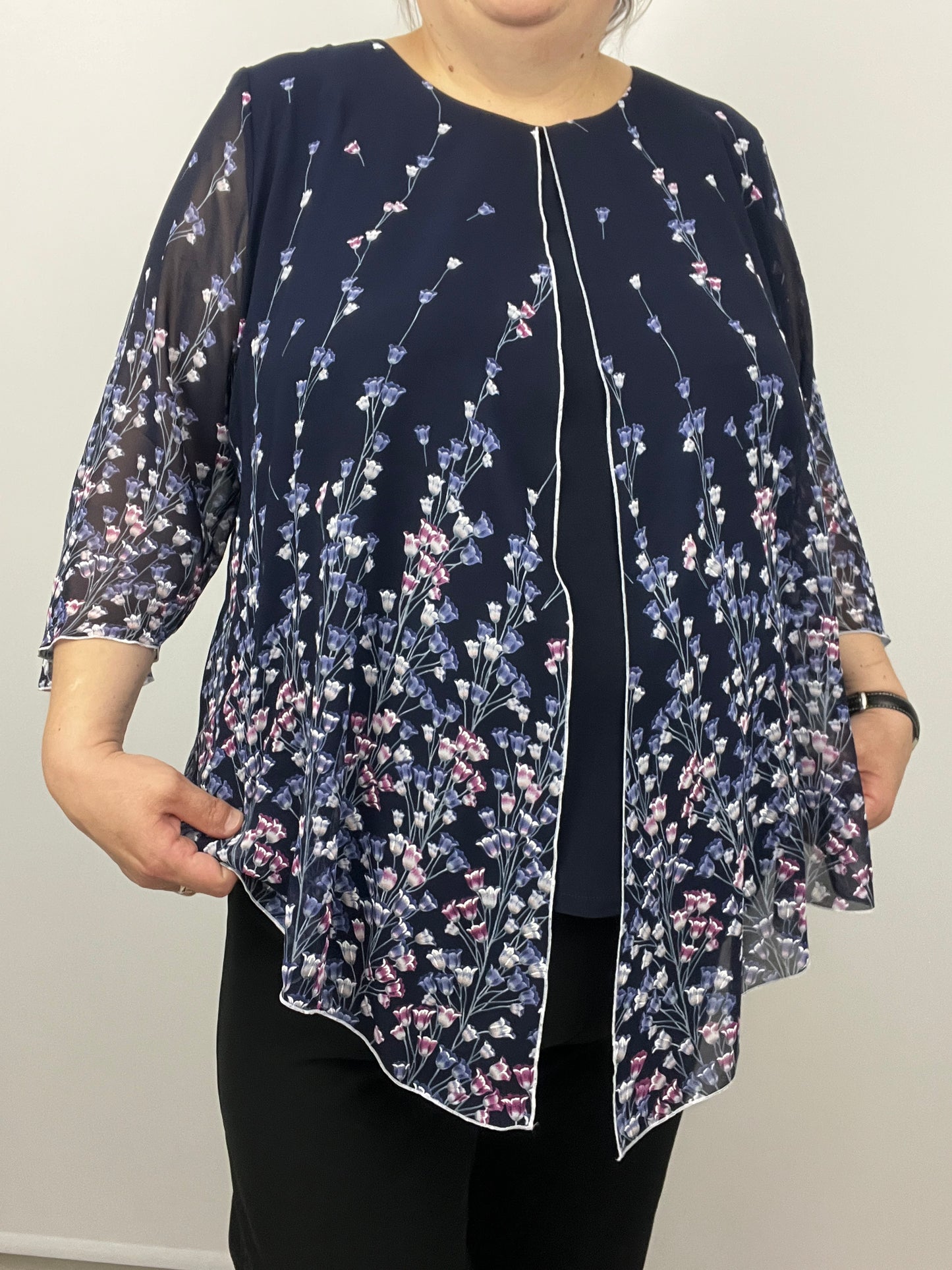JUDITH chiffon cape-like effect top