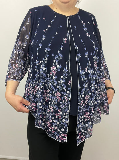 JUDITH chiffon cape-like effect top
