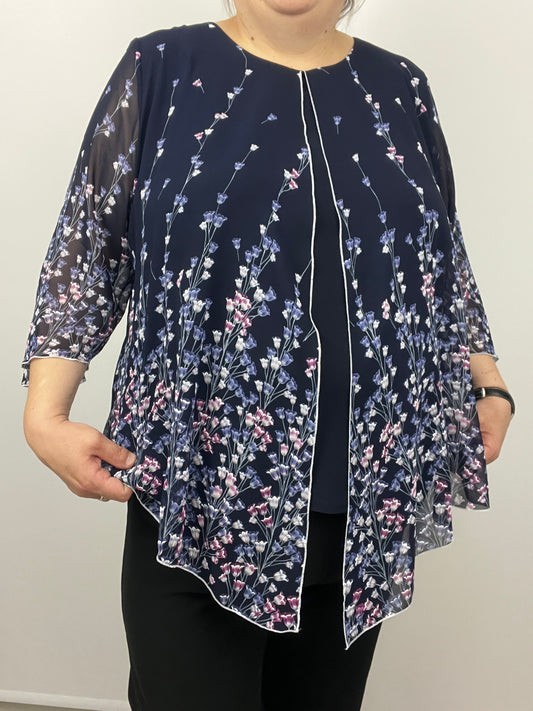 JUDITH chiffon cape-like effect top