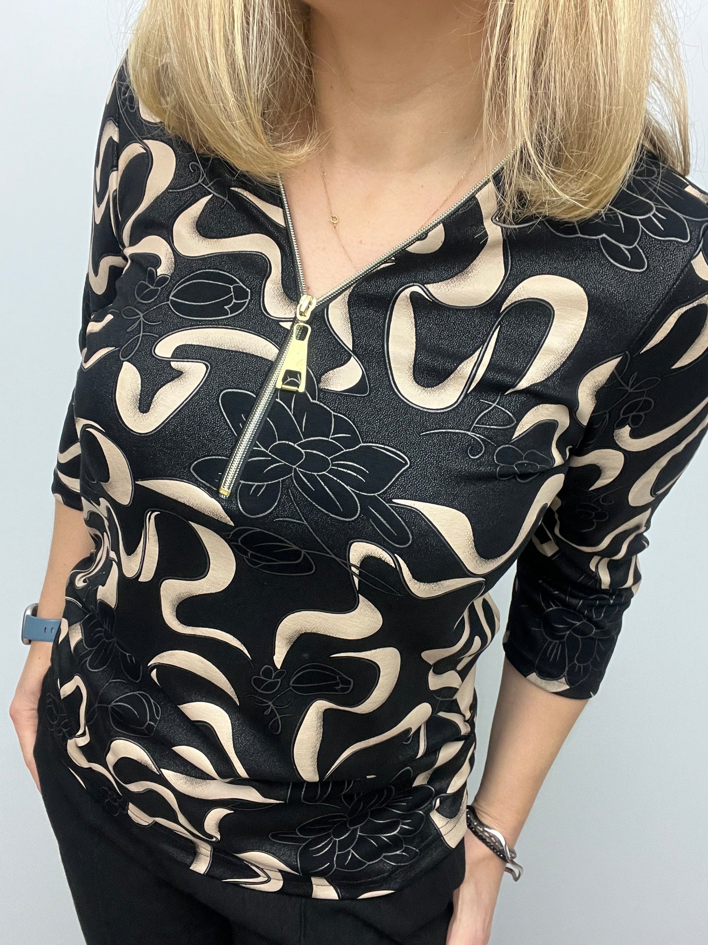 FAY 3/4 sleeve zip top