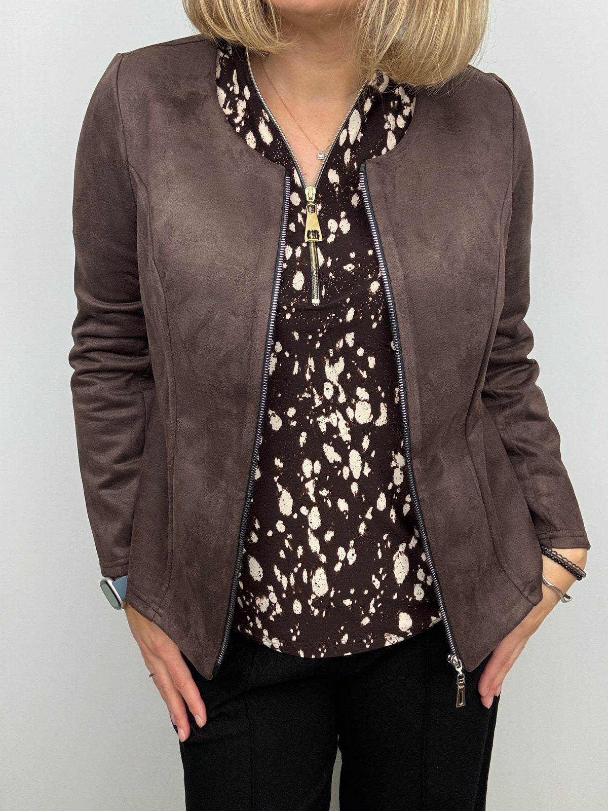 Chocolate brown suedette jacket