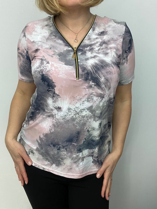 HANNAH short sleeve zip top