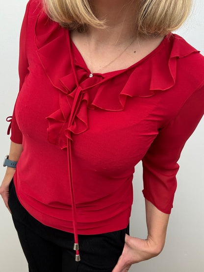 ROSALIE plain red ruffle top