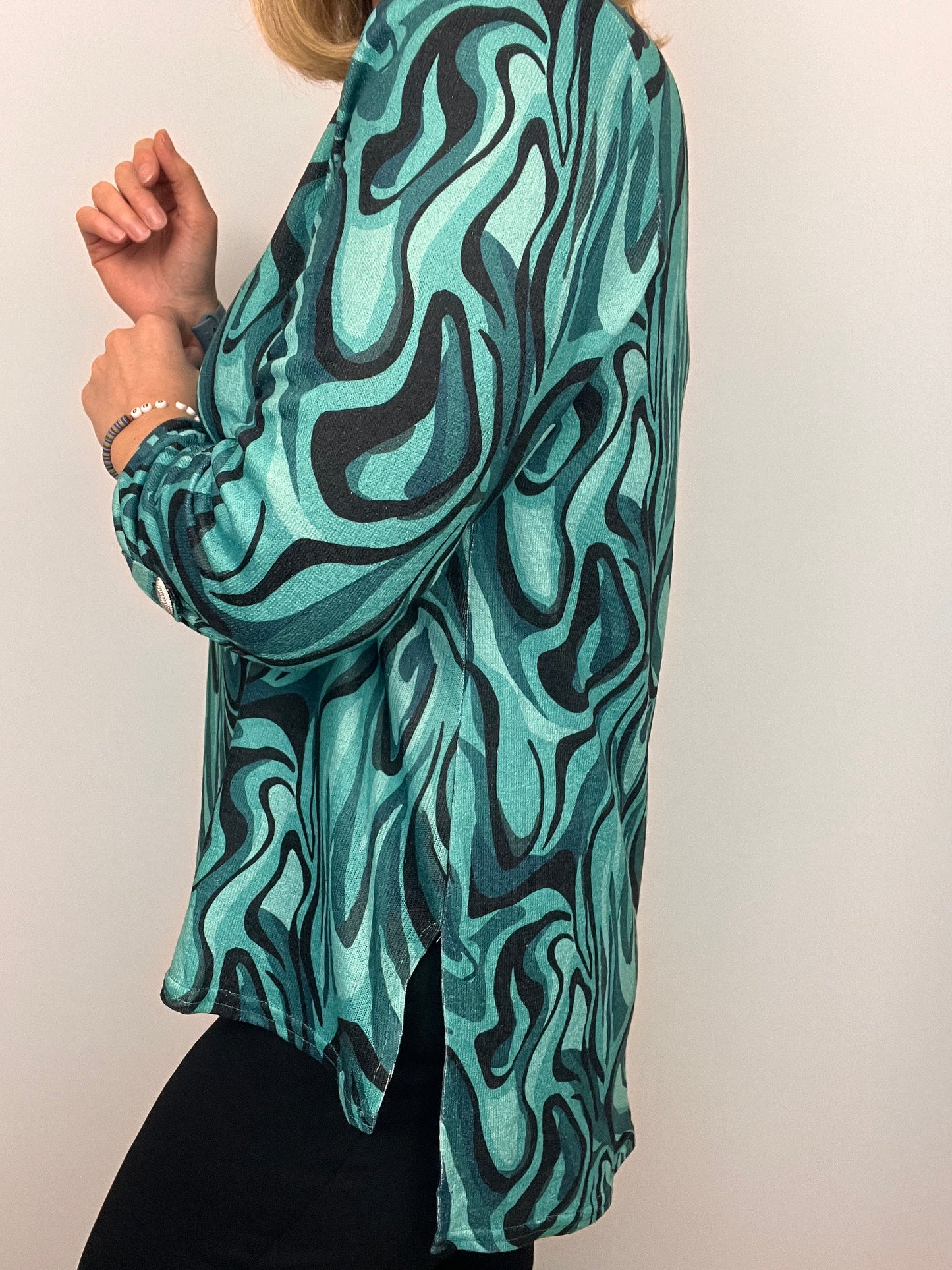 DENISE fine knit shirt style top with collar