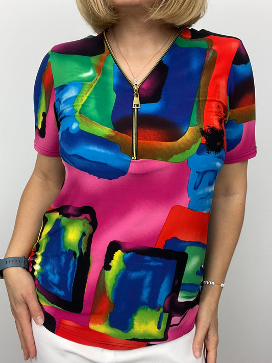 SANDRA short sleeve zip top
