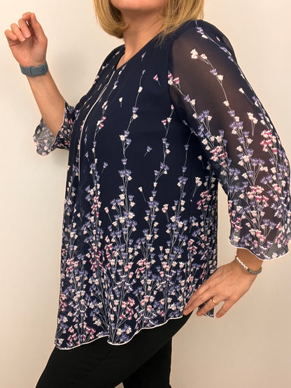 JUDITH chiffon cape-like effect top