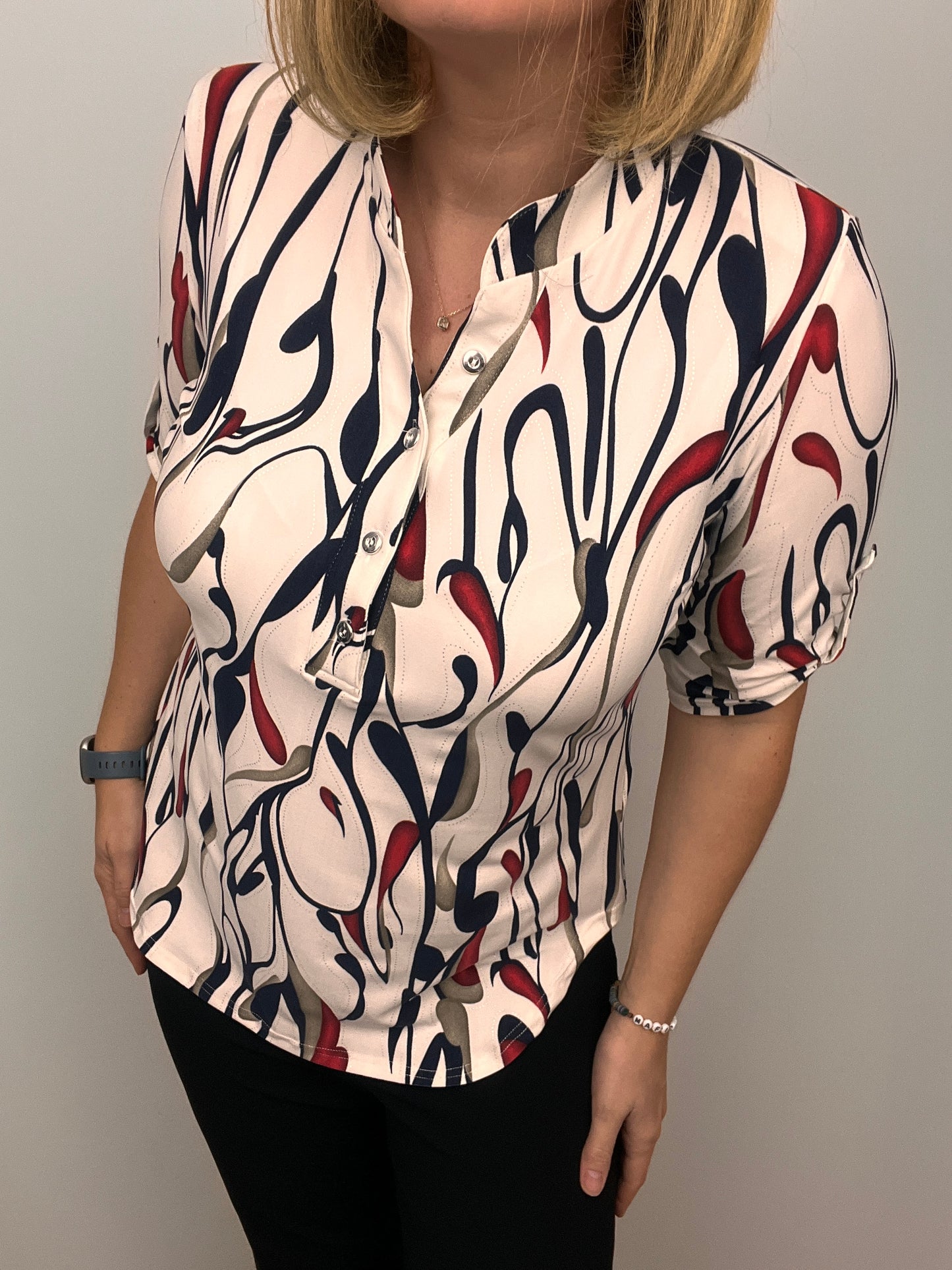 OLIVIA stand-up collar top