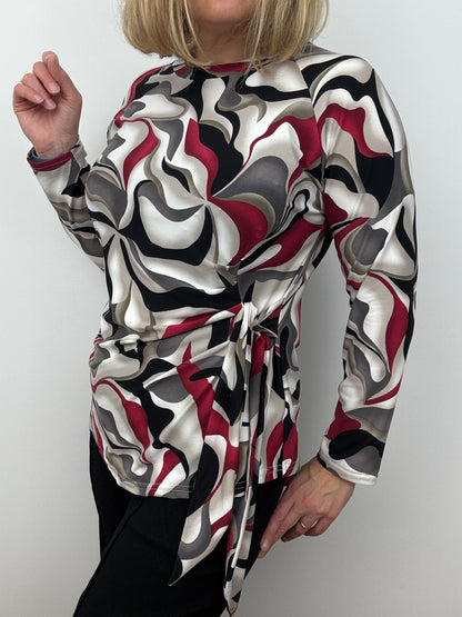 SUZANNE peachy feel long sleeve wrap-style top