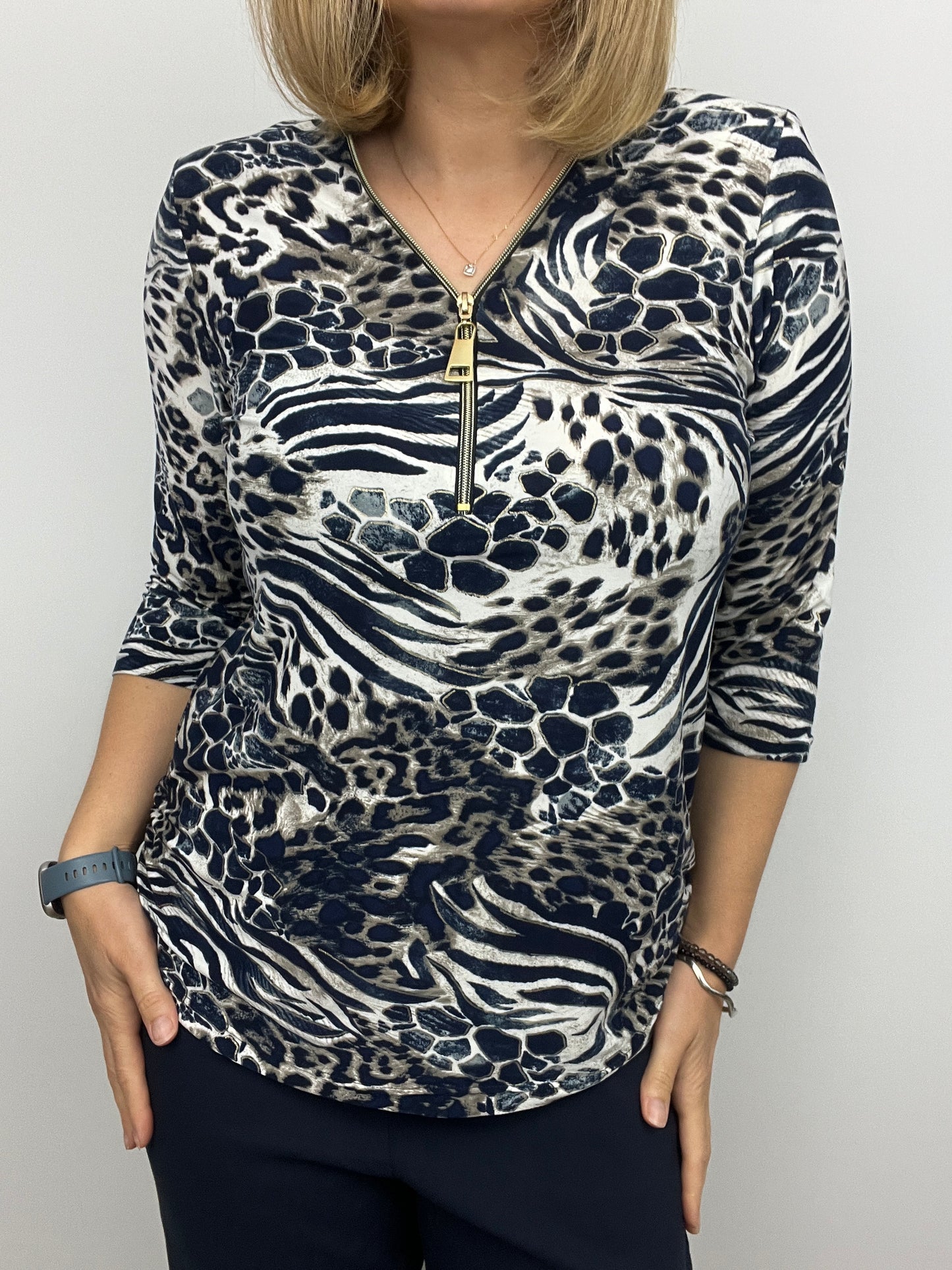 CAROLINE zip top 3/4 sleeve