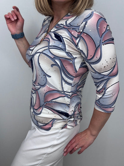 CLAUDIA 3/4 sleeve zip top