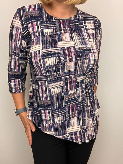 VIOLA round neck top with dipped hem