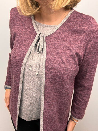 MARIA warm fine knit twin-set effect winter top