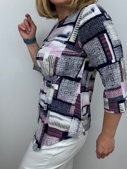 EMILY round neck top with dipped hem