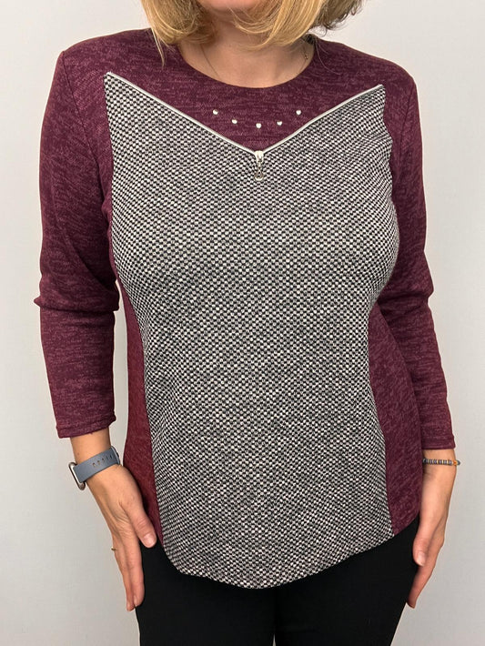 CLARA burgundy fine knit winter top